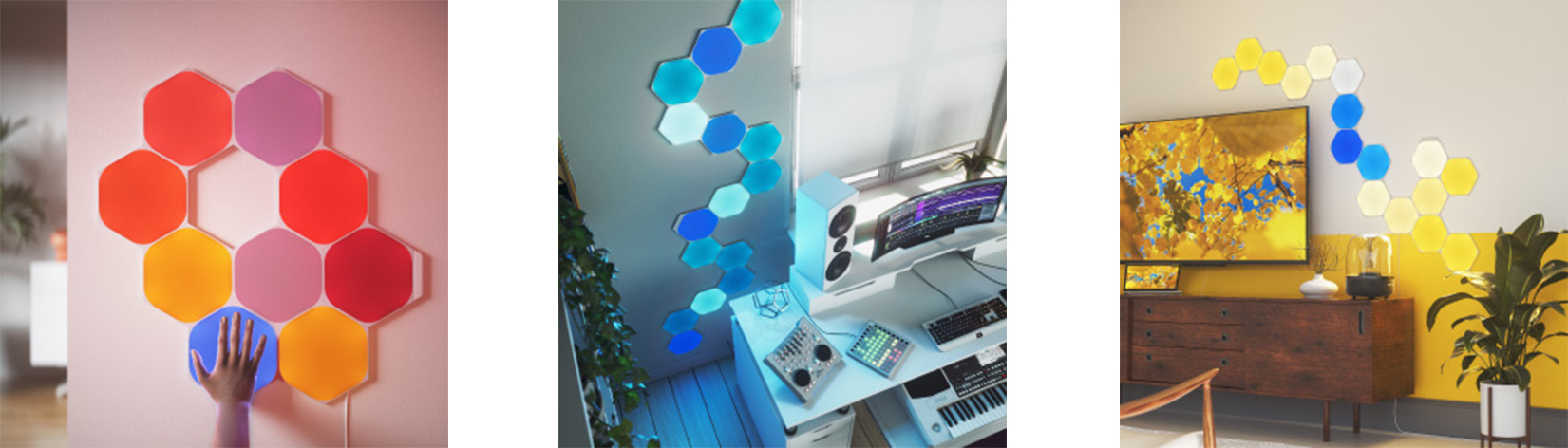 پنل روشنایی هوشمند RGB دیواری 9 عددی شش ضلعی نانولیف مدل Hexagon
