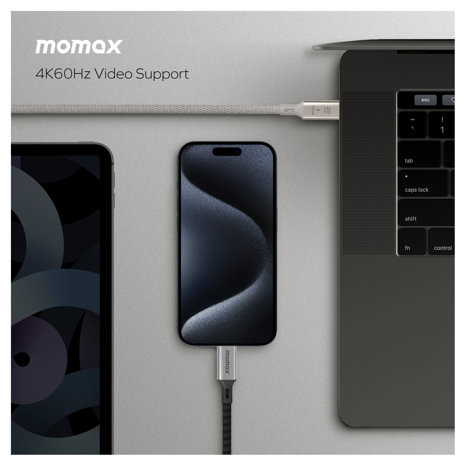 کابل 100 وات 2 متری USB-C USB3.2 مومکس مدل Momax Elite 100W DC32