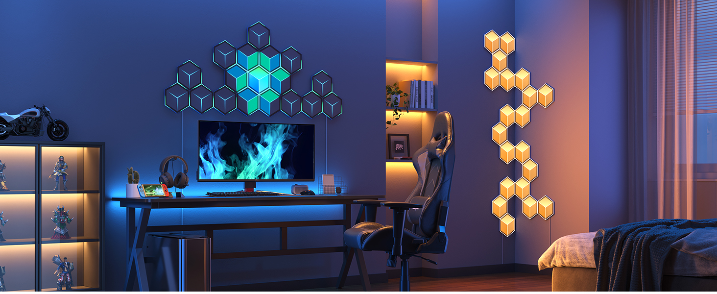 پنل روشنایی هوشمند 7 عددی گووی مدل Govee Glide Hexagon Light Panels Ultra H606A
