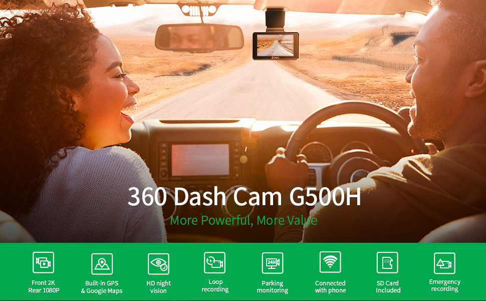 دوربین خودرو دش کم 360 دید در شب رنگی مدل Dash Cam G500H