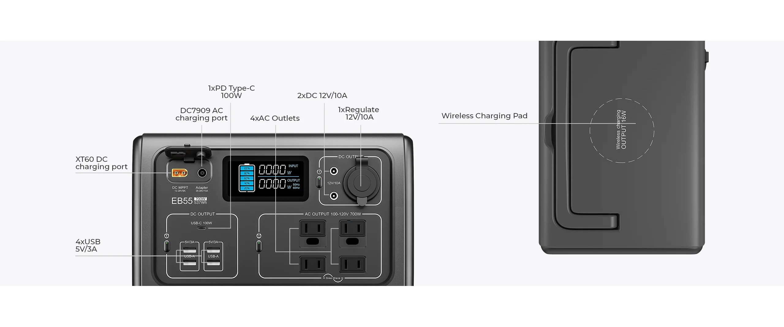 کیت پاور استیشن UPS همراه قدرتمند 700 وات EB55 و پنل ژنراتور خورشیدی همراه 120 وات PV120 بلوتی BLUETTI