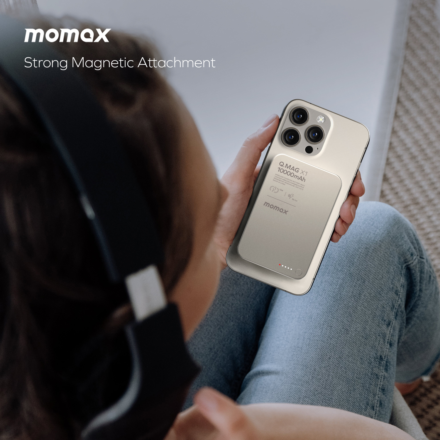 پاوربانک بیسیم  مگنتیک 15 وات 10000 میلی‌آمپر مومکس مدل Momax Q.Mag X1 IP117