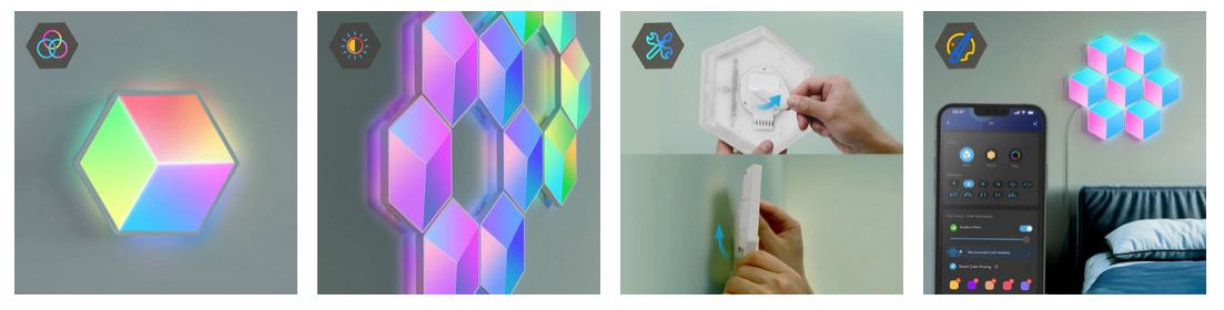 پنل روشنایی هوشمند گووی مدل Govee Glide Hexa Pro LED Light Panels H6066