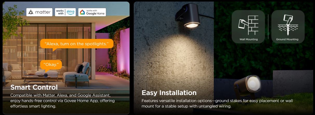 پروژکتور هوشمند فضای باز گووی Govee Outdoor Spotlights 2