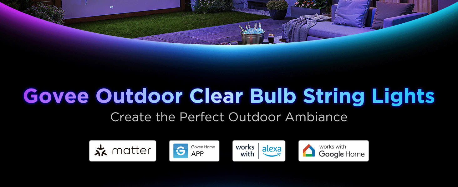 لامپ هوشمند ریسه ای گووی Govee Outdoor Clear Bulb String Lights