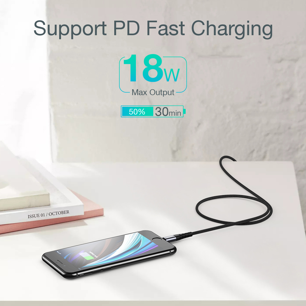 کابل 3 آمپر USB-C به Lightning چویتک 3 متری MFI مدل IP0042