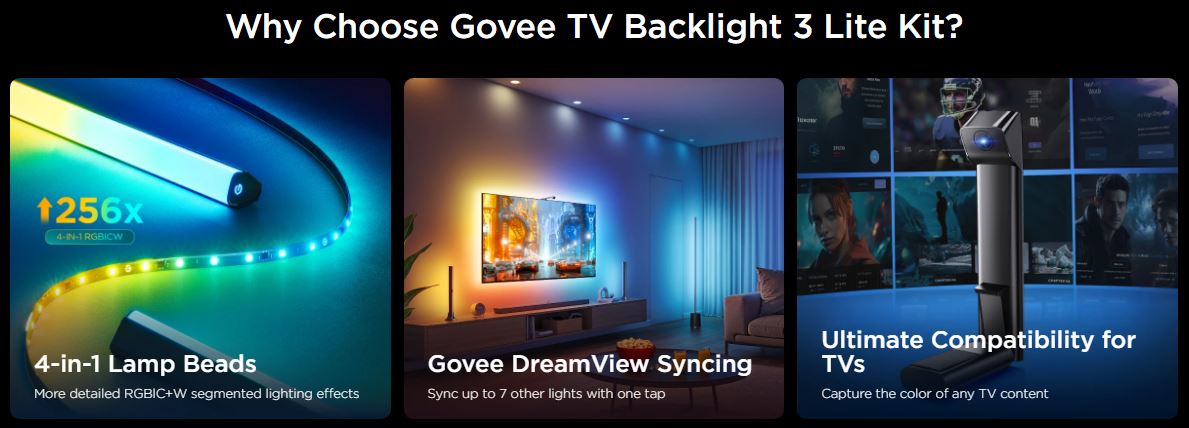 پک روشنایی هوشمند گووی Govee TV Backlight 3 Lite Kit H605A