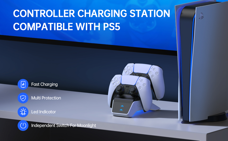 استند شارژ سریع دوگانه PS5 چویتک به همراه آداپتور برق مدل CHOETECH GM-02