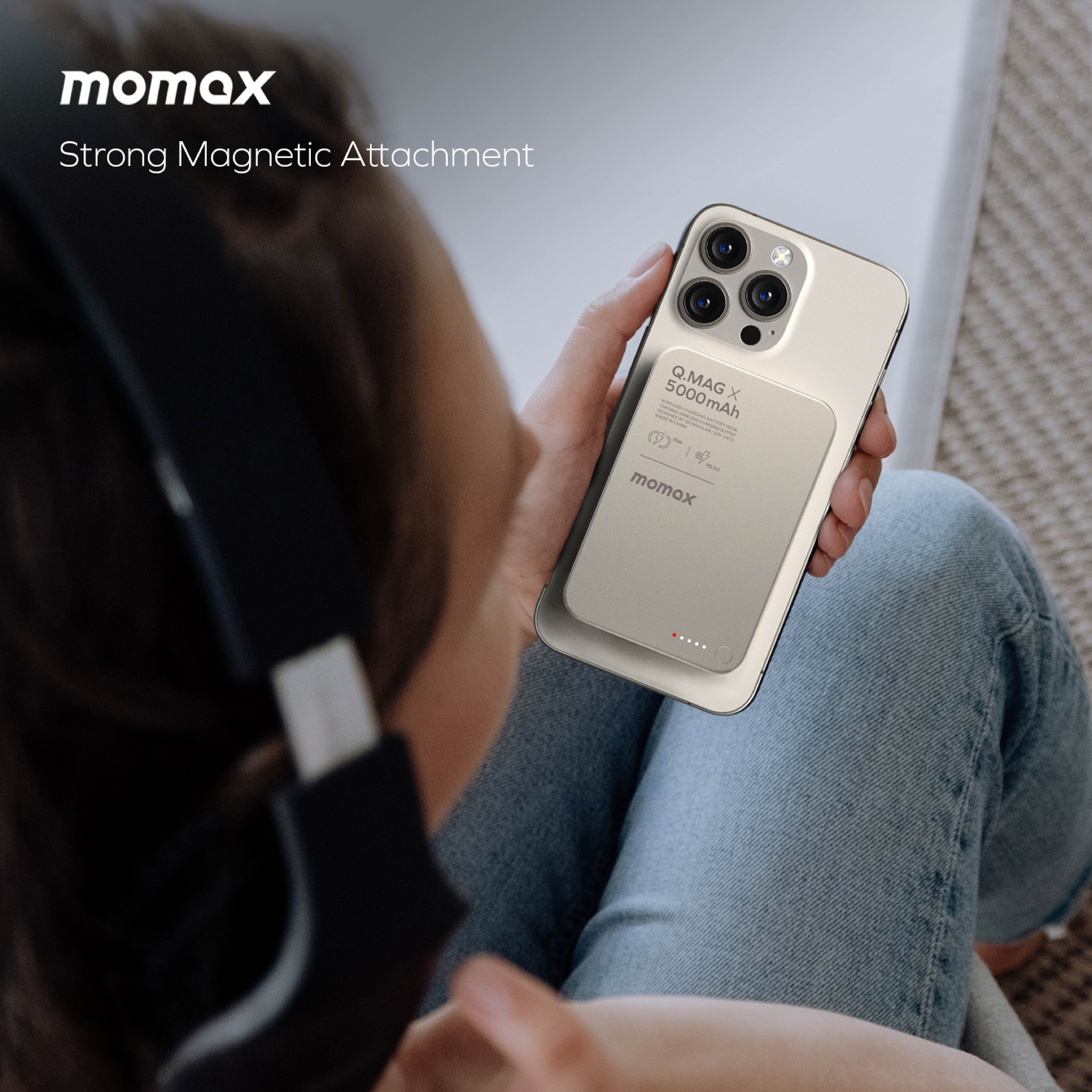 پاوربانک بیسیم مگنتیک 15 وات 5000 میلی‌آمپر مومکس مدل Momax Q.Mag X IP116
