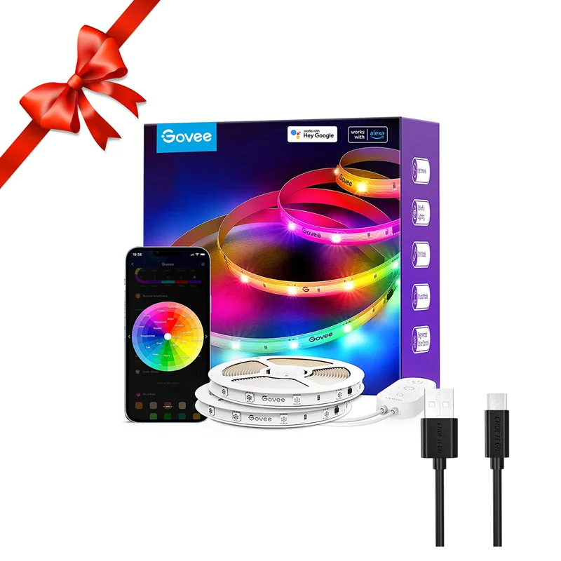 ریسه هوشمند 5 متری گووی Govee RGBIC Basic Wi-Fi+Bluetooth LED Strip H618A + هدیه کابل چویتک