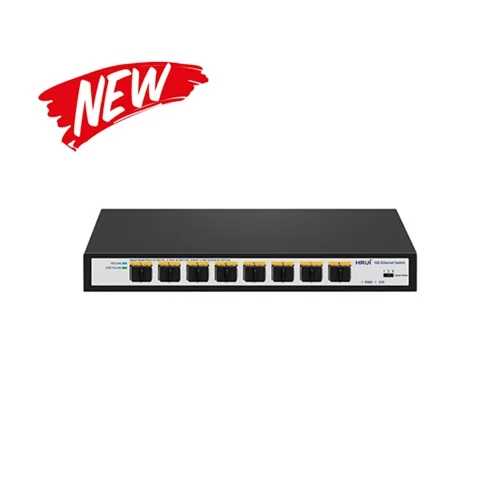 سوئیچ شبکه فیبرنوری اترنت صنعتی دارای ۸ پورت SFP 10G دارای پهنای باند ۱۶۰Gbps اچ ار یو ای HRUI HR-SWTG1C8F