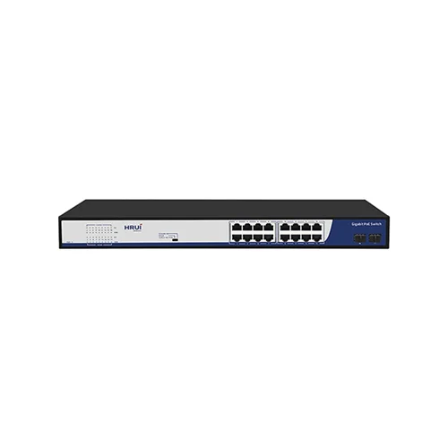 سوئیچ شبکه PoE دارای ۱۶ پورت و ۲ پورت SFP گیگ پهنای باند ۳۶Gbps اچ ار یو ای HRUI HR901-AFG-162S-300