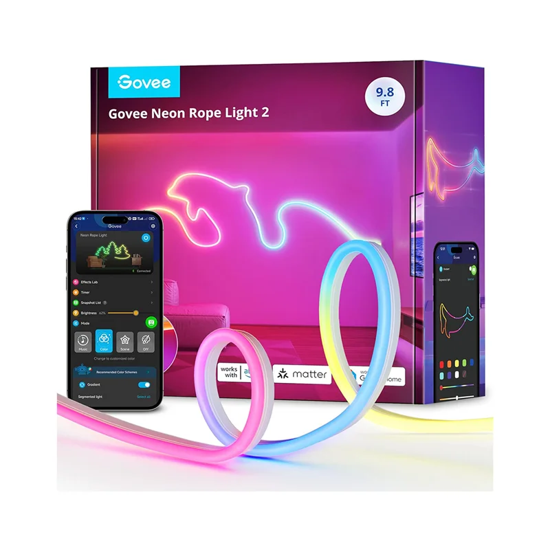 ریسه هوشمند نئون فلکسی 3 متری گووی مدل Govee Neon Lights RGBIC Neon Rope Light 2 H61D3
