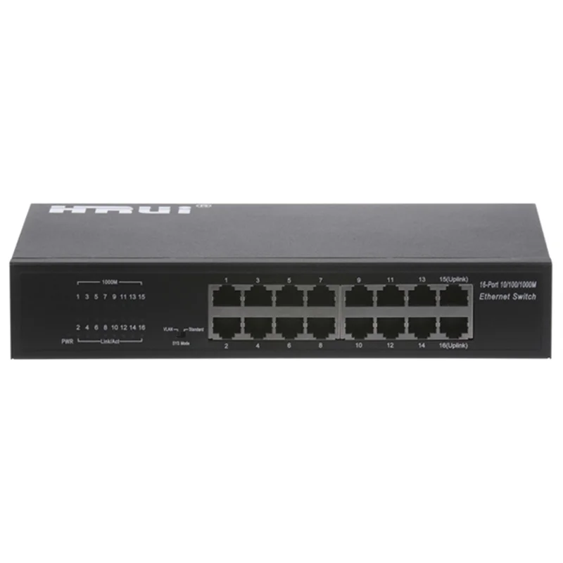 سوئیچ شبکه اترنت ۱۶ پورت گیگ پهنای باند Gbps۳۲ اچ آر یو آی مدل HRUI HR-SWG00160D