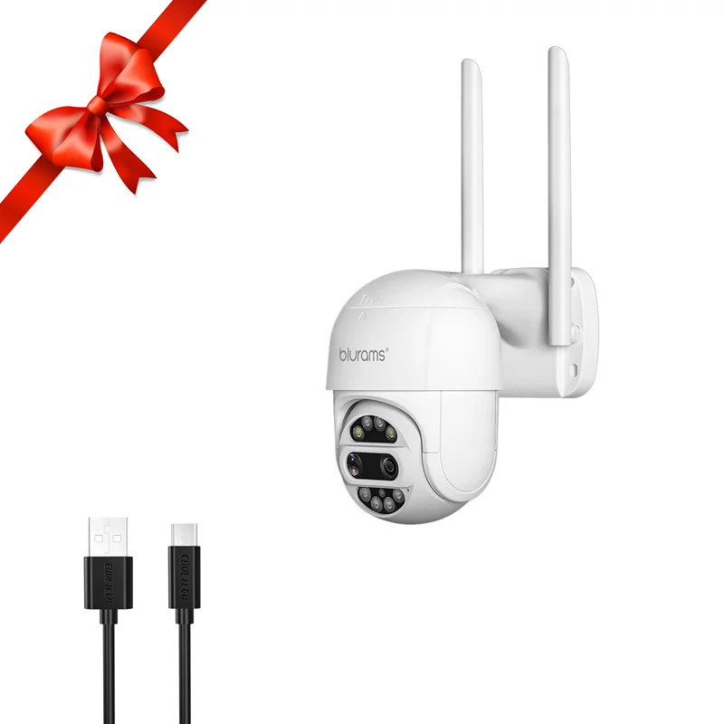 دوربین هوشمند فضای باز بیسیم PTZ با لنز دوگانه بلورمز مدل Blurams Lite3 S21C + هدیه کابل چویتک