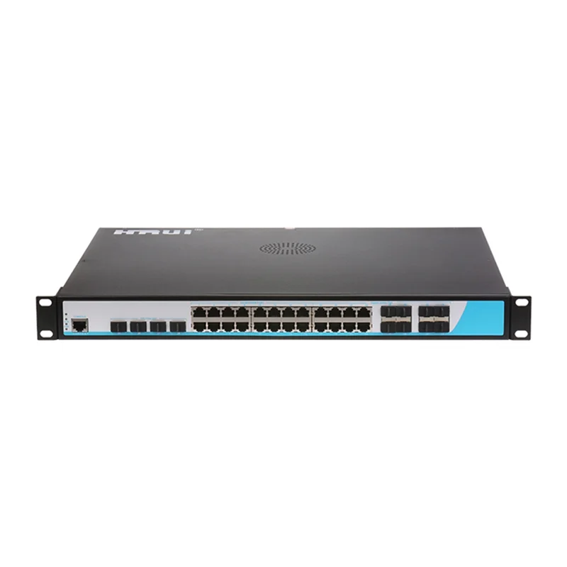 سوئیچ شبکه اترنت مدیریتی دارای ۲۴ پورت و ۸پورت SFPگیگ و ۴پورت GSFP۱۰ پهنای باند Gbps۱۲۸ مدل HRUI HR-SWTG342408S