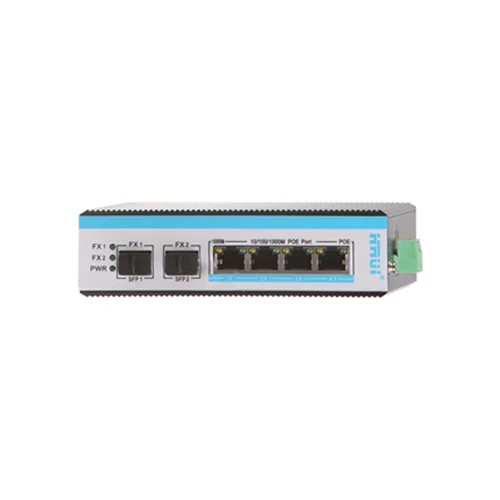 سوئیچ شبکه PoE صنعتی دارای ۴ پورت و ۲ پورت SFP گیگ پهنای باند ۱۲Gbps اچ ار یو ای HRUI HR600-AFG-42S
