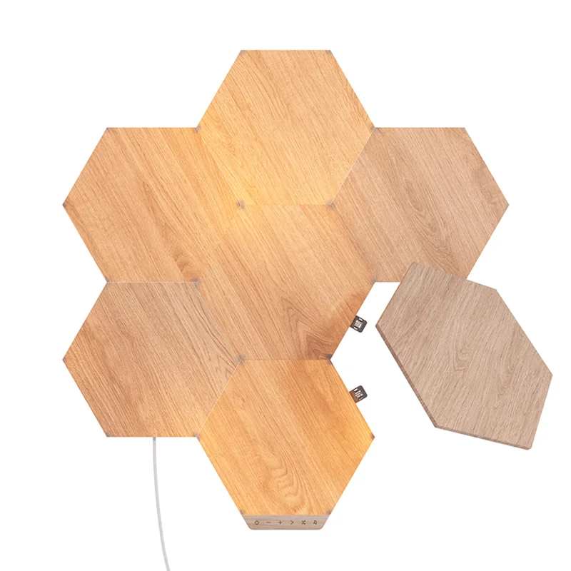 پنل روشنایی هوشمند چوبی دیواری 7 عددی نانولیف مدل Elements Hexagons