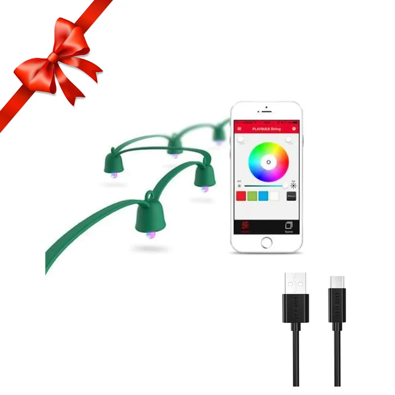 پنل روشنایی فضای باز ریسه هوشمند 20 متری مایپو مدل Playbulb String  + هدیه کابل چویتک