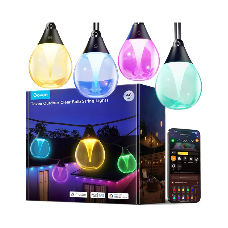لامپ هوشمند ریسه ای فضای باز گووی Govee Outdoor Clear Bulb String Lights H7025