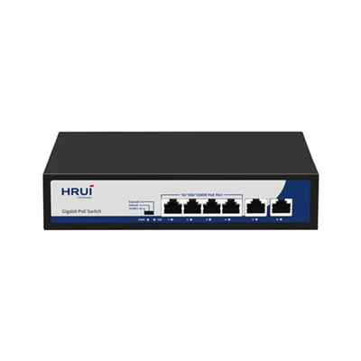 سوئیچ PoE دارای 4 پورت PoE گیگ و 2 پورت Uplink گیگ اچ ار یو ای HRUI HR900-AFG-42N