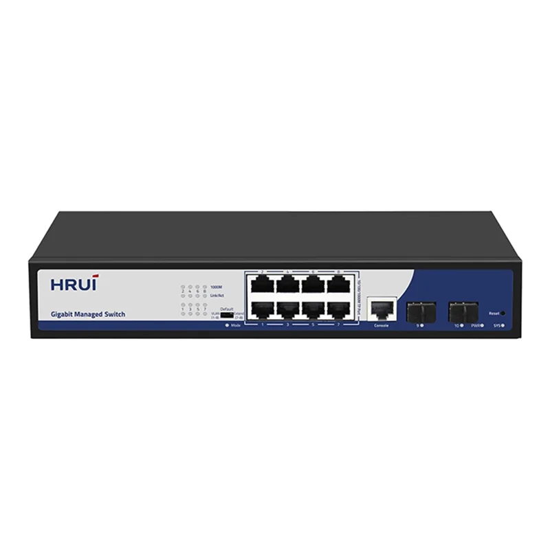 سوئیچ شبکه اترنت مدیریتی ۸ پورت گیگ و ۲ پورت SFP گیگ پهنای باند ۲۰Gbps اچ ار یو ای HRUI HR-SWG2082NS