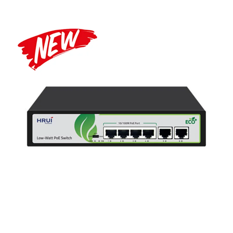 سوئیچ PoE دارای 4 پورت 10/100Mbps PoE و 2 پورت 10/100Mbps Uplink اچ ار یو ای HRUI HR902-AF-42N