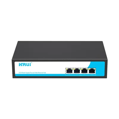 دستگاه PVR انتقال برق دوربین مداربسته آنالوگ به صورت ترکیبی با استفاده از کابل کواکسیال و شبکه اچ ار یو ای HRUI HR100-POC-4VPR