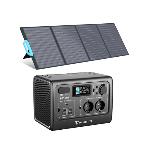 کیت پاور استیشن UPS همراه قدرتمند 700 وات EB55 و پنل ژنراتور خورشیدی همراه 120 وات PV120 بلوتی BLUETTI